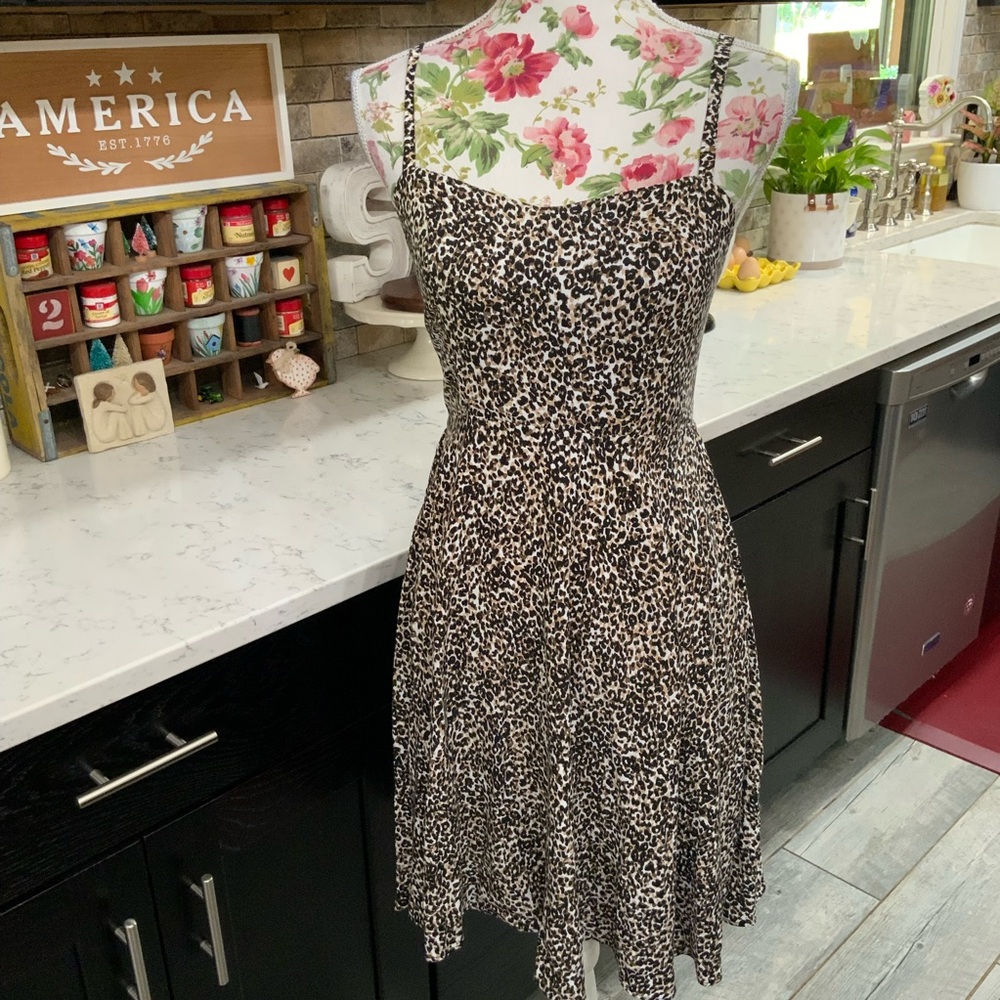 Old Navy Cami Dress XS Cheetah Print Smocking Adjustable Straps
New With Tags